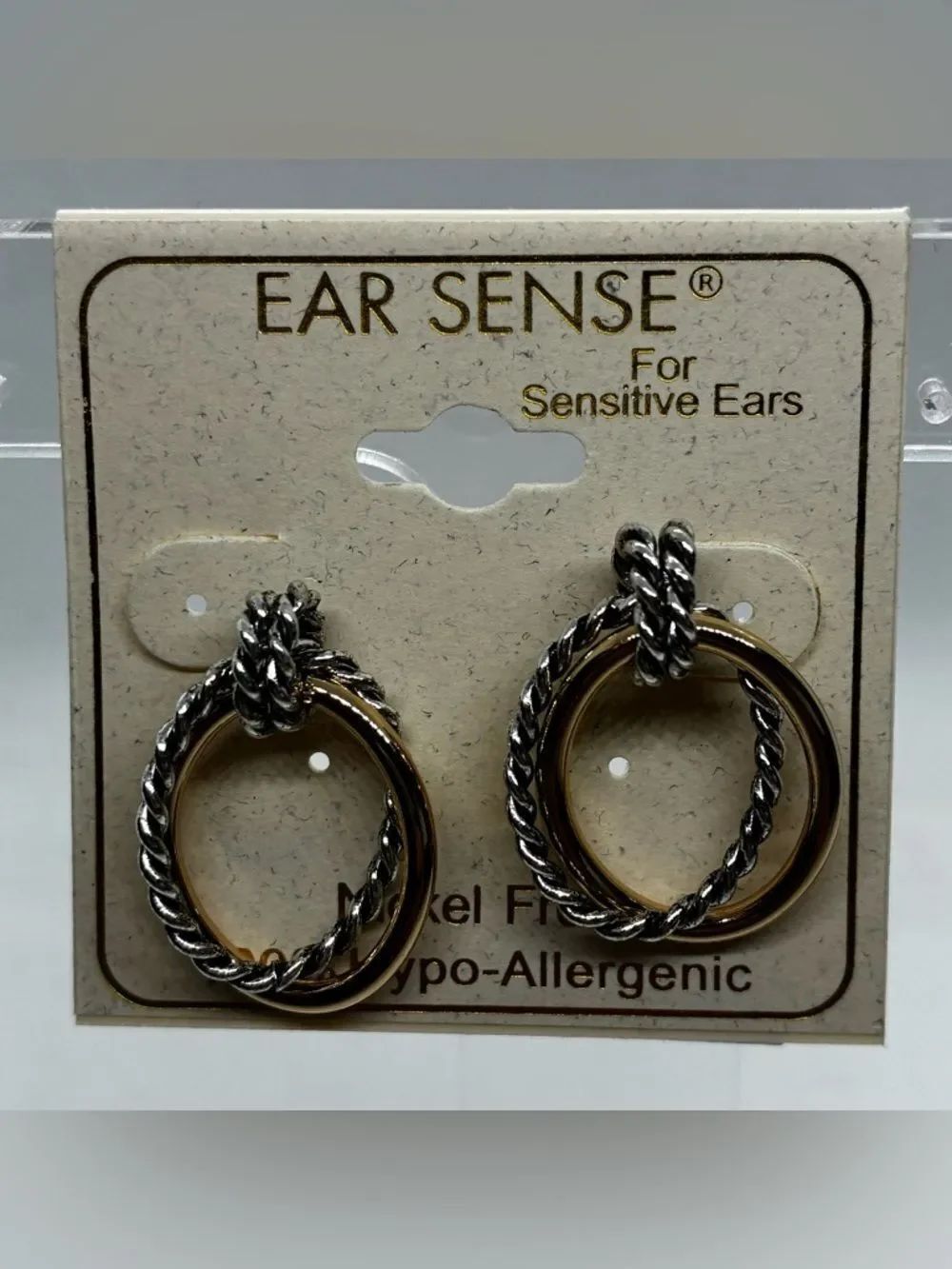 3For$200 Ear Sense Double Hoop Earrings in Silver and Gold
